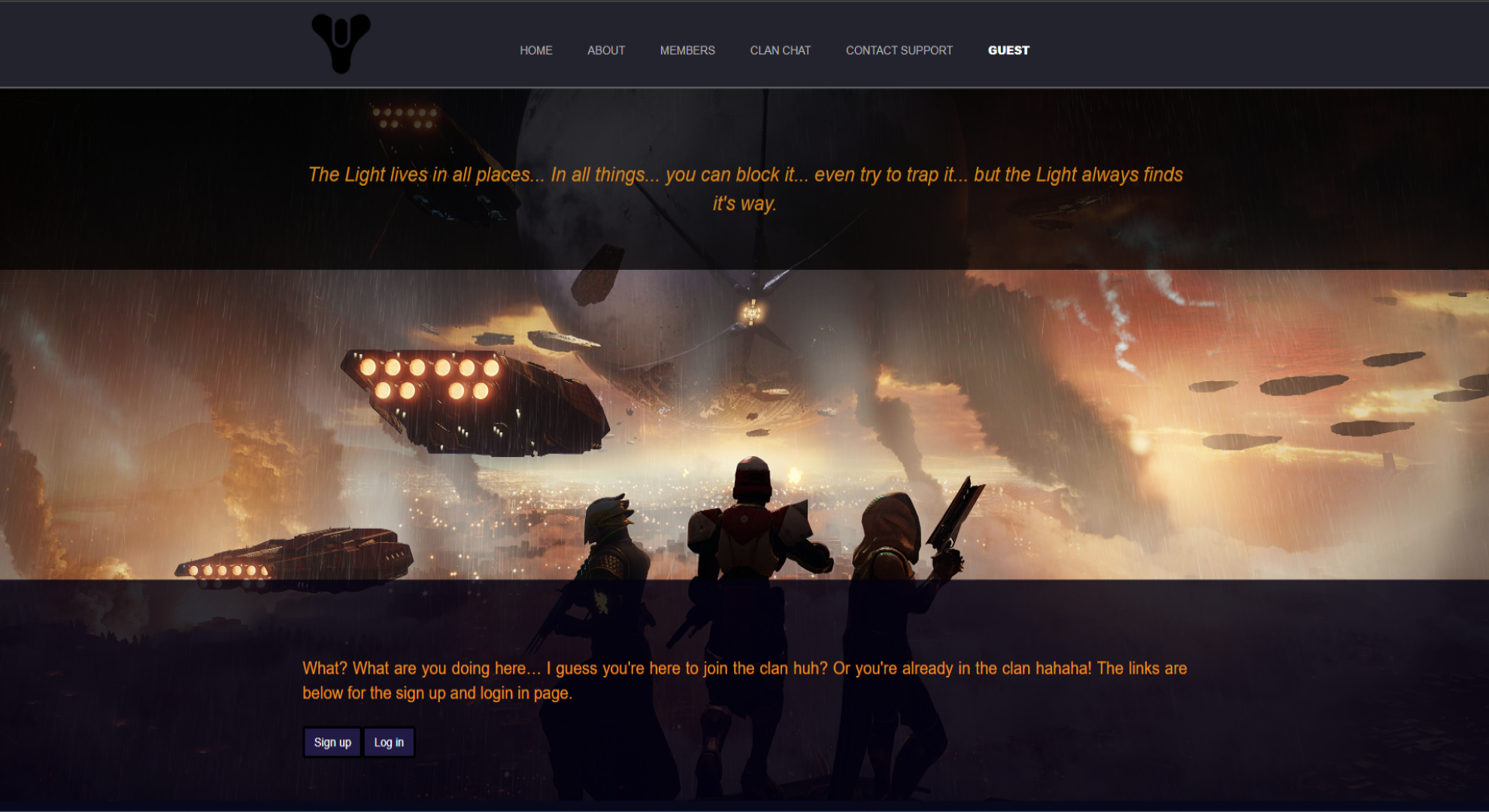 Destiny 2 Clan Sign Website Image